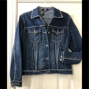 Denim Jacket with White Stitching
